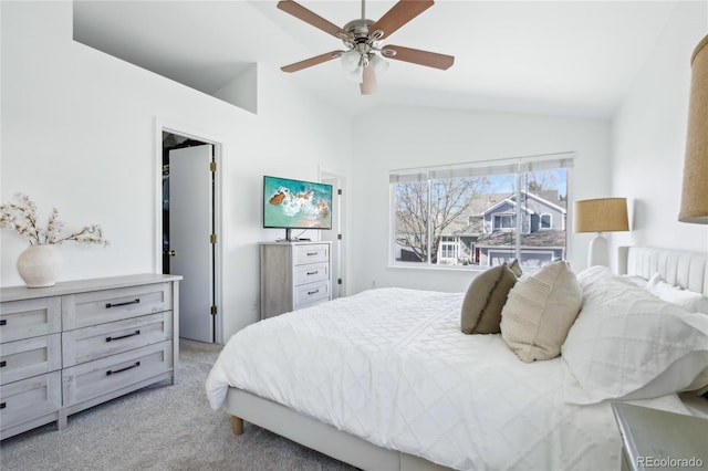 3974 Cambridge Ave, Broomfield, CO 80020 - bedroom with lofted ceiling, a ceiling fan, and light colored carpet