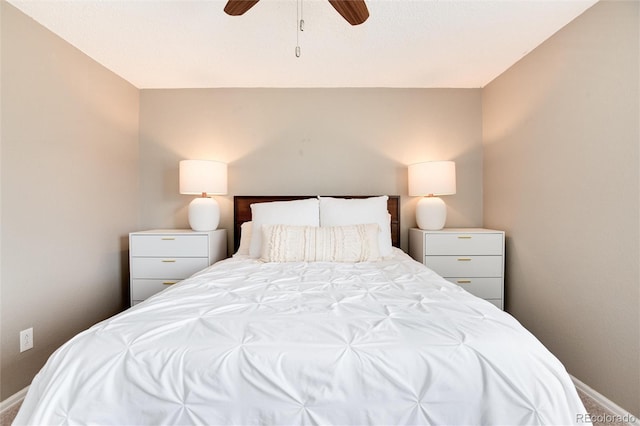 bedroom featuring ceiling fan