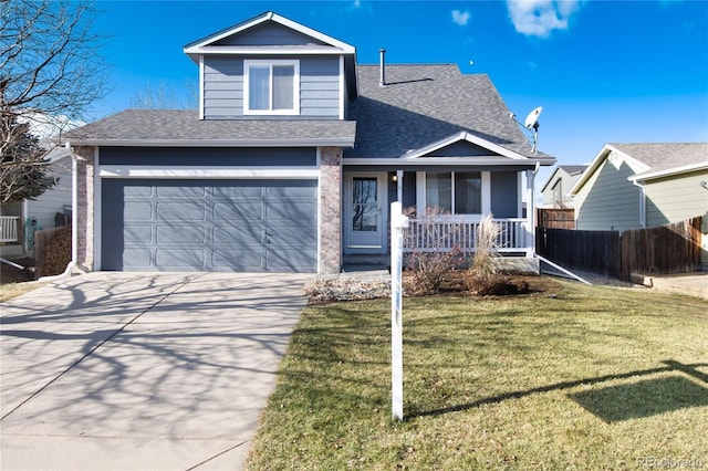 view of front of house featuring a front yard and covered porch