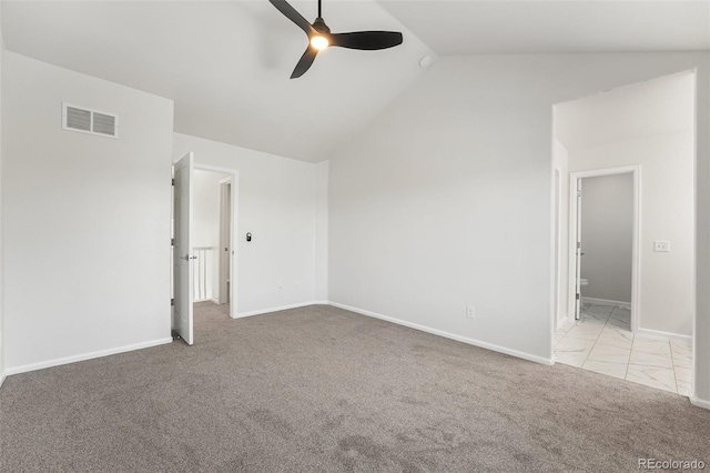 7600 W Coal Mine Ave Unit B, Littleton, CO 80123 - unfurnished bedroom with lofted ceiling, carpet, and ceiling fan
