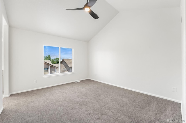 7600 W Coal Mine Ave Unit B, Littleton, CO 80123 - unfurnished room featuring a ceiling fan, carpet floors, and lofted ceiling
