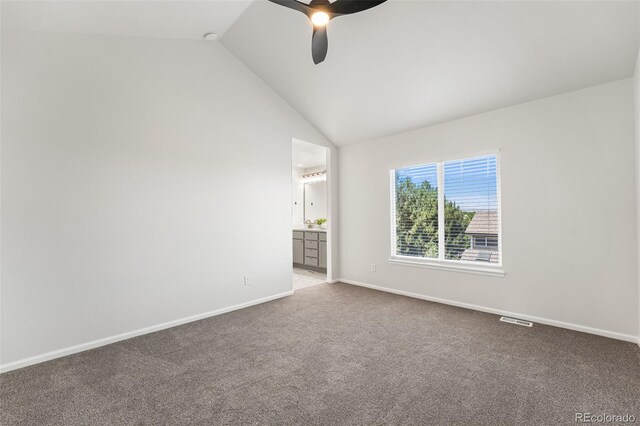7600 W Coal Mine Ave Unit B, Littleton, CO 80123 - unfurnished room with a ceiling fan, light colored carpet, and high vaulted ceiling