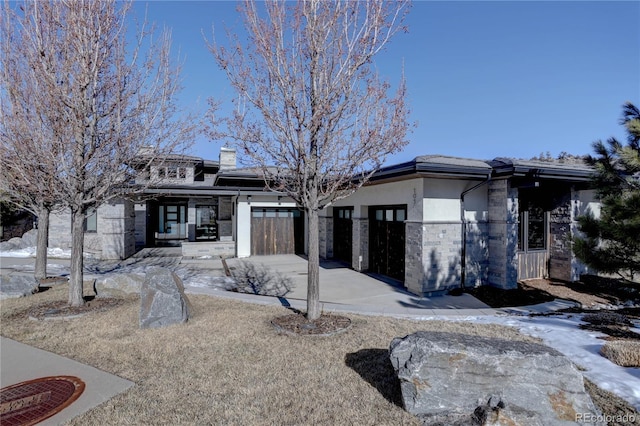 view of prairie-style home