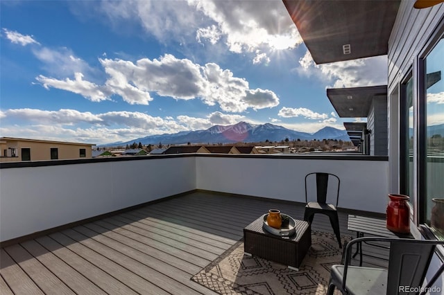 deck with a mountain view