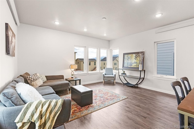 585 N Railroad St, Buena Vista, CO 81211 - living area featuring dark wood-style flooring and recessed lighting