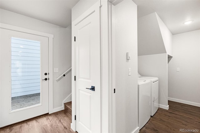 585 N Railroad St, Buena Vista, CO 81211 - washroom featuring washing machine and dryer and wood finished floors