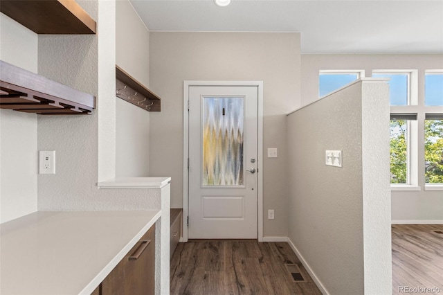 interior space with a wealth of natural light and hardwood / wood-style floors