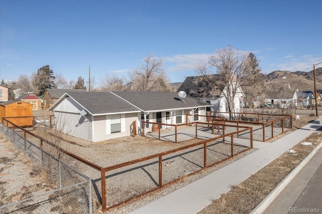 exterior space featuring a mountain view