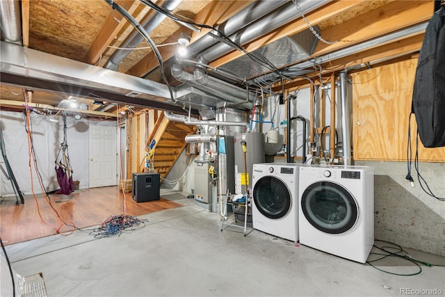 1741 W 131st Ct, Denver, CO 80234 - unfinished basement featuring gas water heater, washer and dryer, and stairway