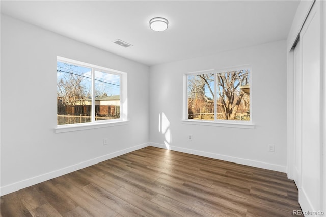 interior space with a closet and wood-type flooring