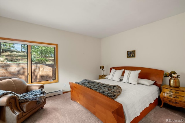 28890 Pinewood Vista Dr, Evergreen, CO 80439 - carpeted bedroom featuring baseboards and a baseboard radiator