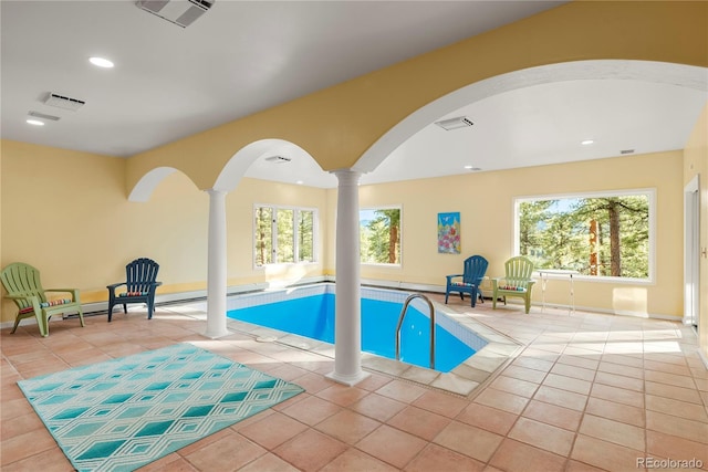 28890 Pinewood Vista Dr, Evergreen, CO 80439 - view of pool with arched walkways and decorative columns