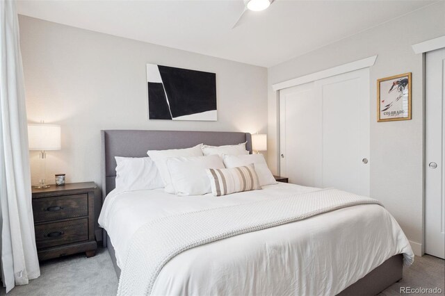 1284 Quitman St, Denver, CO 80204 - bedroom featuring carpet floors, a closet, and ceiling fan