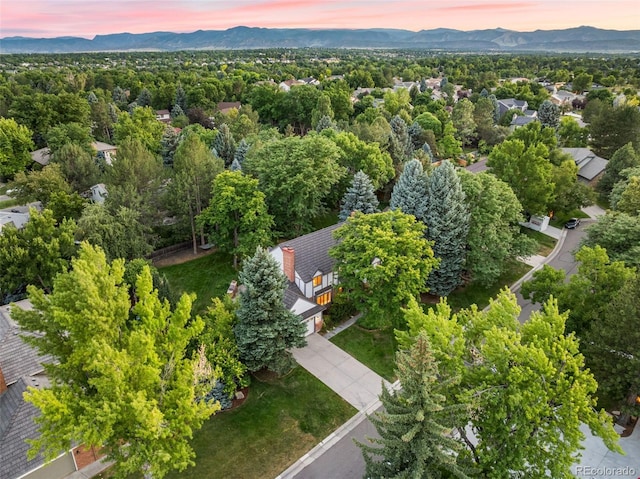 bird's eye view featuring a mountain view