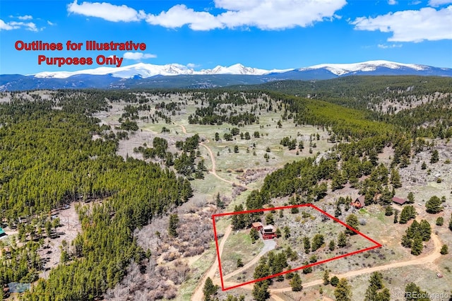 548 Coughlin Meadows Rd, Boulder, CO 80302 - aerial view of property's location featuring a mountain backdrop and property parcel outlined