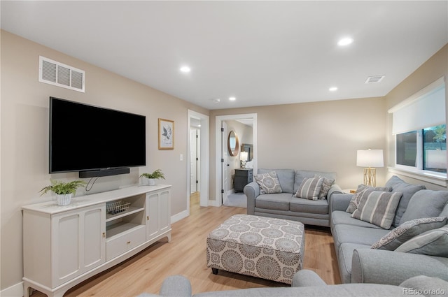 living room with light wood-type flooring