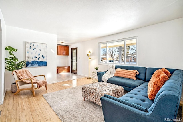 living room with light wood-type flooring