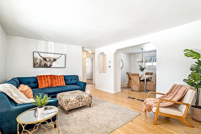 living room with hardwood / wood-style flooring