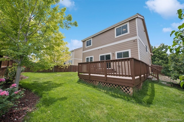 2446 S Gibralter Way, Aurora, CO 80013 - back of house featuring a fenced backyard and a wooden deck
