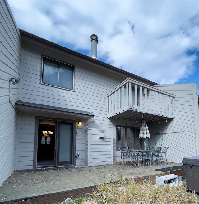224 Creekside Dr Unit B, Frisco, CO 80443 - rear view of house with a deck, a balcony, and outdoor dining space