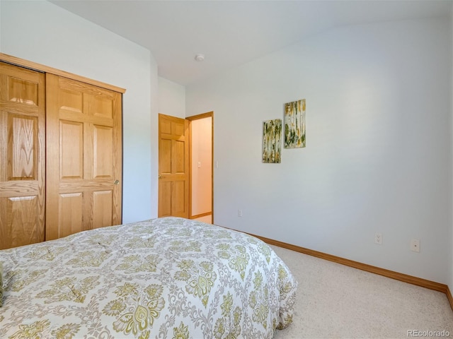 bedroom featuring carpet flooring and a closet