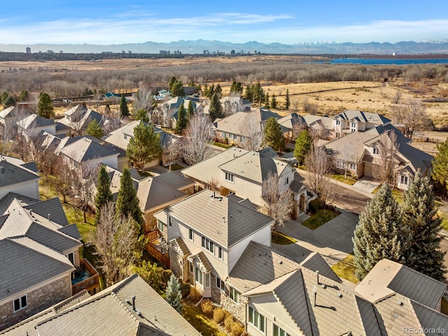 aerial view with a mountain view