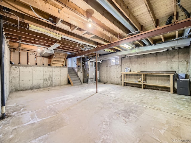 basement with heating unit