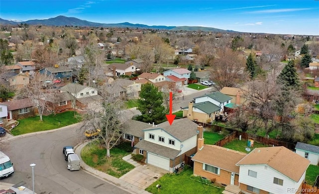 aerial view featuring a mountain view