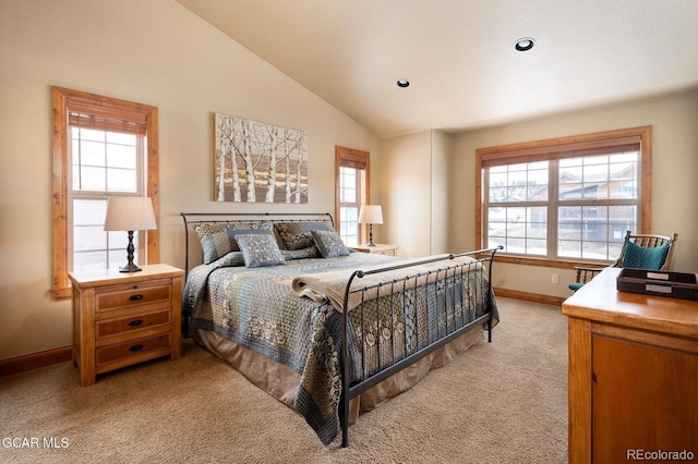 45 County Road 5223 Unit 25B, Tabernash, CO 80478 - bedroom featuring light colored carpet, lofted ceiling, multiple windows, and recessed lighting