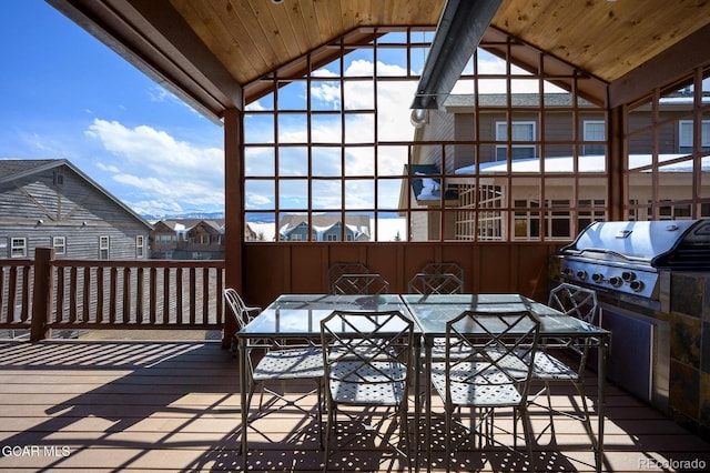 45 County Road 5223 Unit 25B, Tabernash, CO 80478 - wooden deck with grilling area, outdoor dining space, and a residential view