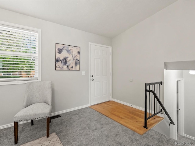 4858 S Quintero Cir, Aurora, CO 80015 - sitting room featuring carpet, an upstairs landing, and baseboards