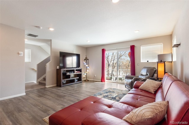 living room featuring hardwood / wood-style flooring