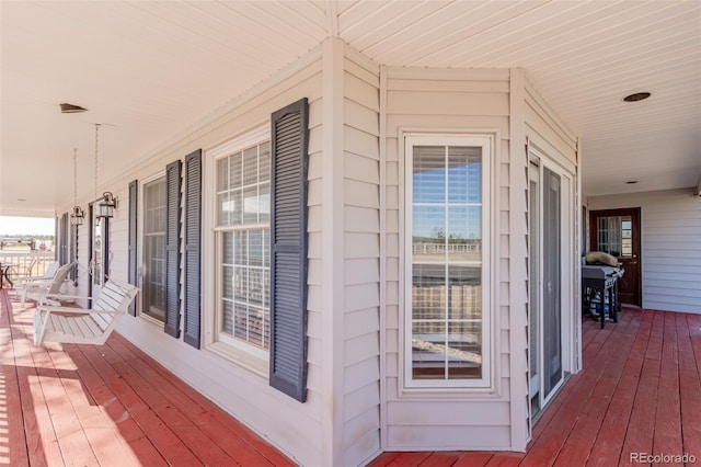 wooden deck with covered porch