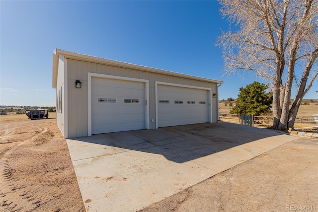 view of detached garage