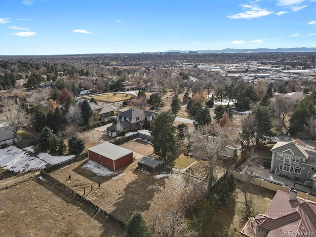 drone / aerial view with a mountain view