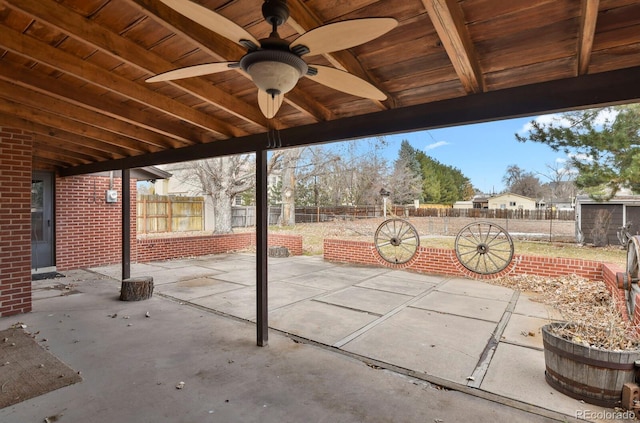 view of patio with ceiling fan