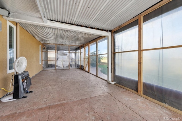 view of unfurnished sunroom