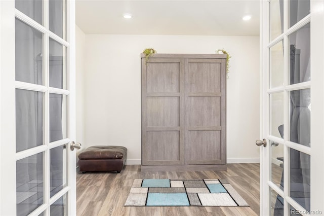 interior space featuring french doors and wood-type flooring