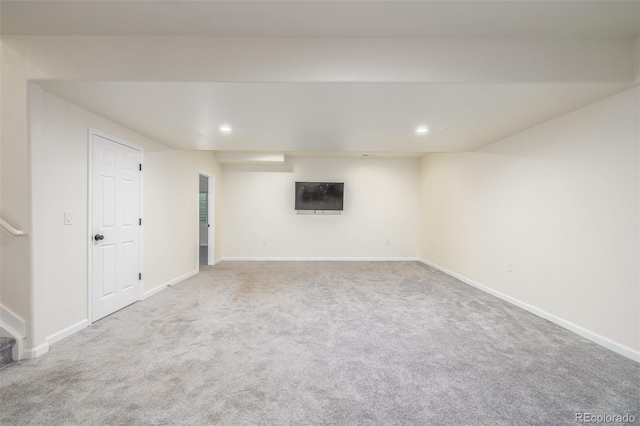 basement with carpet flooring