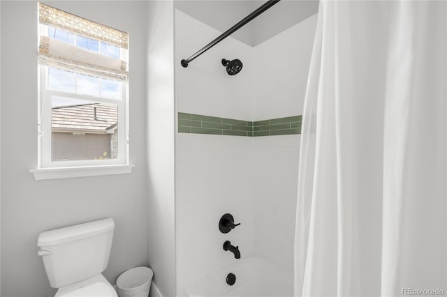 4868 Hogback Ridge Rd, Morrison, CO 80465 - bathroom with toilet and shower / tub combo with curtain