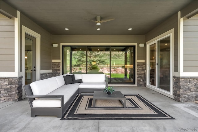 4868 Hogback Ridge Rd, Morrison, CO 80465 - view of patio / terrace featuring outdoor lounge area and a ceiling fan