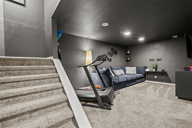 workout room with carpet floors