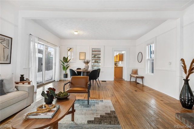 living room with light wood-type flooring