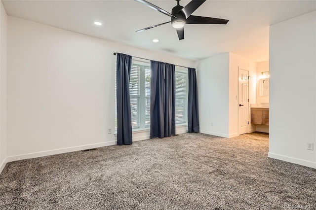 19859 E Prentice Pl, Centennial, CO 80015 - unfurnished bedroom with carpet flooring, recessed lighting, ensuite bath, and a ceiling fan