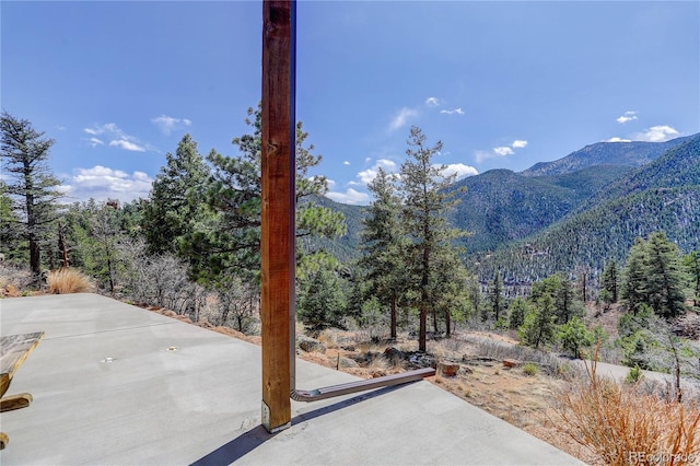 mountain view with a view of trees