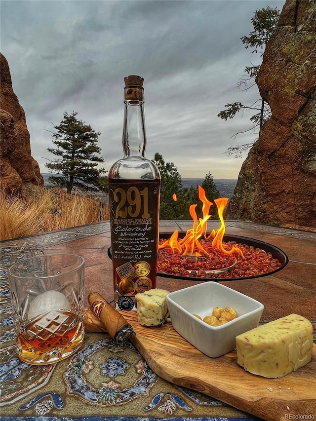 exterior space with a fire pit