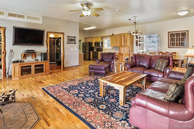 523 Pulver Rd, Lake George, CO 80827 - living area featuring light wood finished floors and ceiling fan