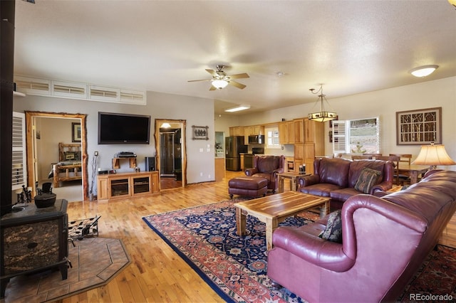 523 Pulver Rd, Lake George, CO 80827 - living room featuring light wood-style floors and a ceiling fan