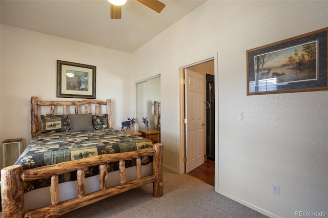 523 Pulver Rd, Lake George, CO 80827 - bedroom with carpet floors, a ceiling fan, and a closet