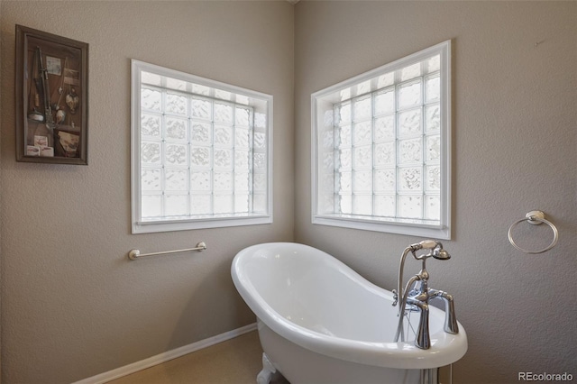 523 Pulver Rd, Lake George, CO 80827 - bathroom featuring a freestanding bath and baseboards